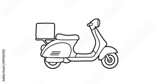 Simple Line Drawing of Scooter Vehicle.