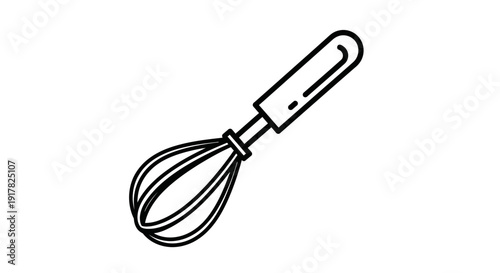 Simple Line Drawing of Whisk Kitchen Tool.