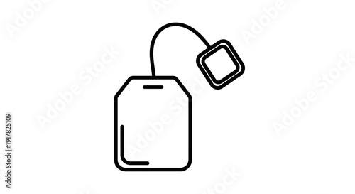 Simple Line Drawing of Tea Bag.