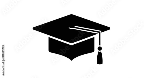 Black Graduation Cap Icon Education Symbol.