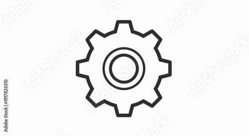 Simple Gear Icon with Toothed Wheel.