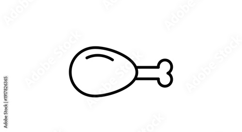 Simple Line Drawing of a Chicken Leg.