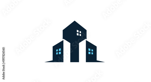 Simple Vector Illustration of Three Houses.