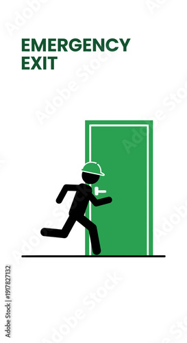 Emergency Evacuation Route: Illustration of Swift Exit and Safety Protocol Signage