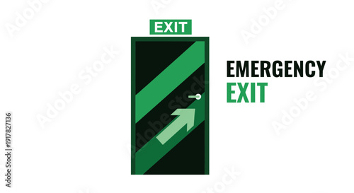 Emergency Exit Door Illustration For Safety and Evacuation Protocol Guidance Signage