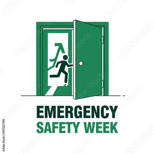 Emergency Evacuation Sign Illustrating Safety During Crisis Events and Protective Measures Awareness