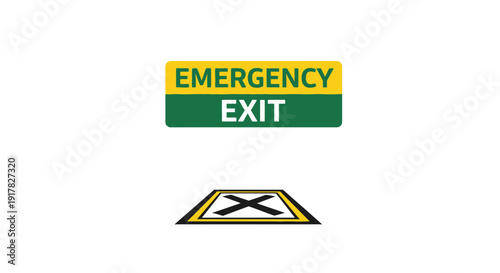 Emergency Exit Sign And Directional Arrow For Building Safety Protocols And Evacuation