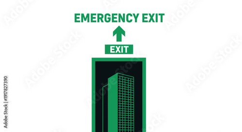 Emergency Exit Sign Directing Toward Building Evacuation Route for Safety