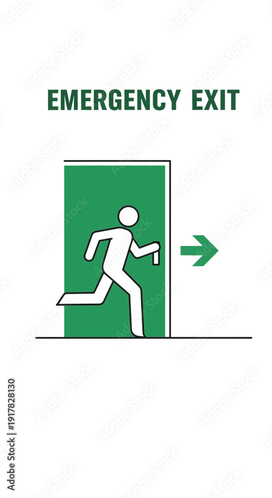 Fototapeta premium Emergency Exit Sign Illustrating Swift Egress During Critical Situations in Buildings and Structures