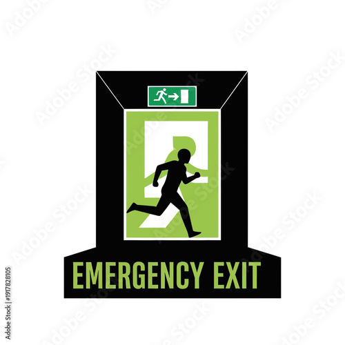 Emergency Exit Sign Illustrating Swift Departure in Urgent Situations and Evacuation Directives