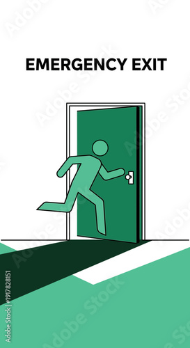 Emergency Exit Sign Illustrating Swift Egress During Critical Situations Promoting Safety Awareness