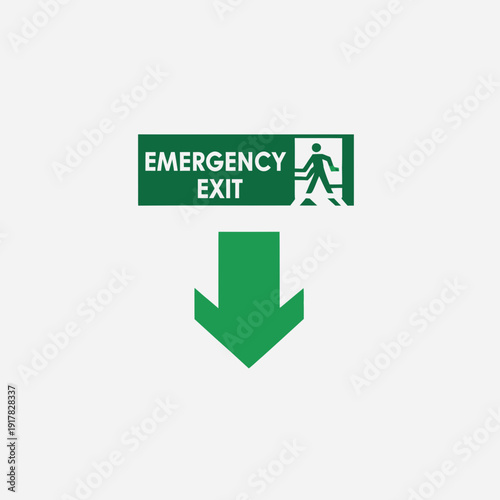 Emergency Exit Sign Indicating Directional Guidance For Evacuation Safety Protocols