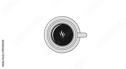 Black Coffee in White Cup Illustration.