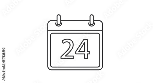 Calendar Icon Showing Date Twenty Four.