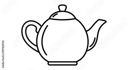 Simple black and white teapot illustration.