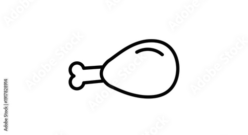 Simple Line Drawing of Chicken Drumstick 2.