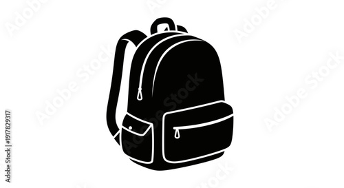 Black Backpack with Pockets and Straps.