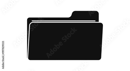 Black Folder Icon with Tab.