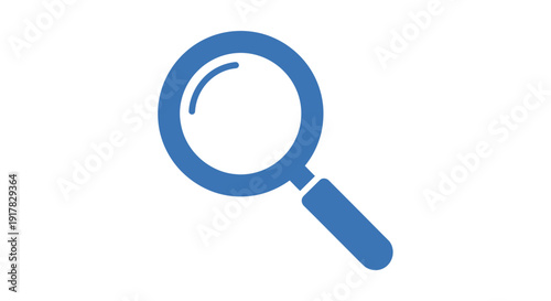 Blue Magnifying Glass Icon Closeup View.