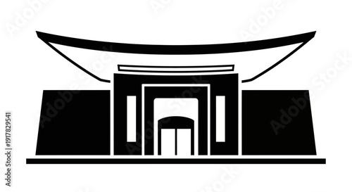 Simple Black and White Building Illustration.