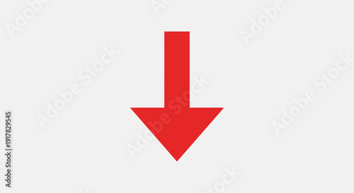 Red Down Arrow Symbol on White.