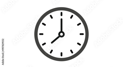 Simple Black and White Clock Face.