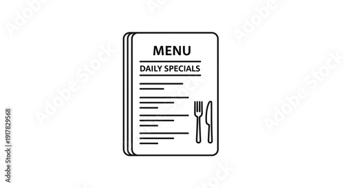 Simple Black and White Menu Illustration.