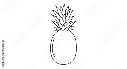 Simple Line Drawing of a Pineapple.