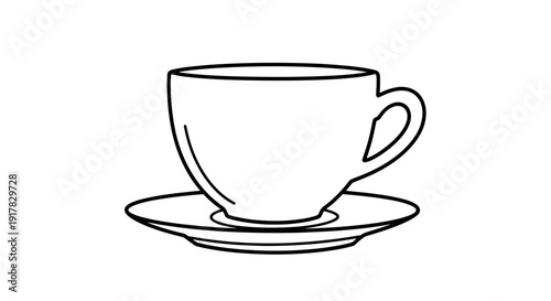 Simple Line Drawing of Coffee Cup.