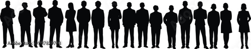 Business people silhouettes standing together, professional team concept, corporate workforce group, leadership teamwork office staff partnership success illustration collection