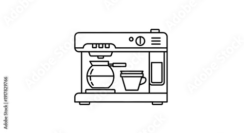 Simple Line Drawing of Espresso Machine.