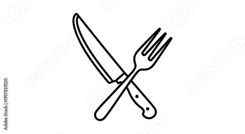 Crossed Knife and Fork Illustration.