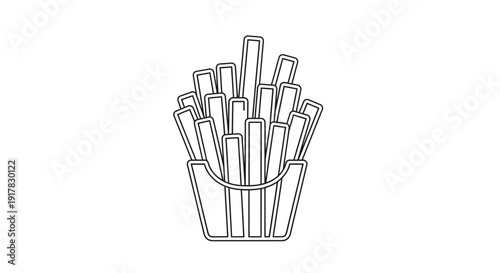 French Fries in Container Illustration.