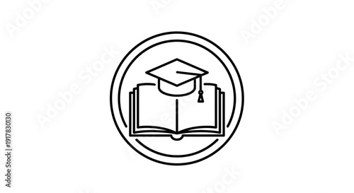 Graduation Cap on Open Book Icon.