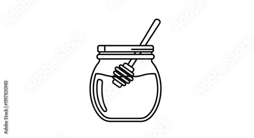 Honey Jar with Dipper Illustration 1.
