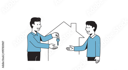 Man Handing Over House Key to Another Man.