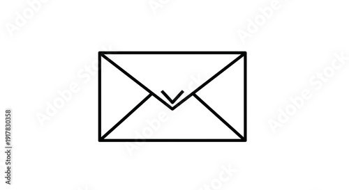 Simple Line Drawing of Closed Envelope.