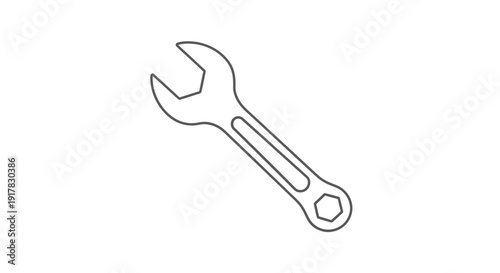 Adjustable Wrench Tool on White Background.