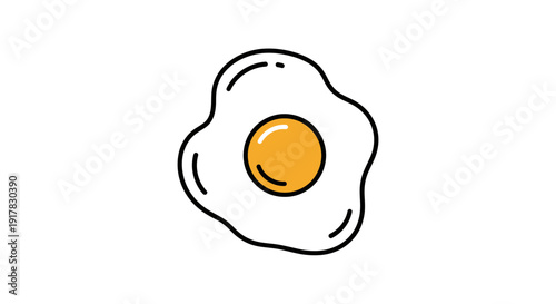 Simple Line Drawing of Fried Egg 1.