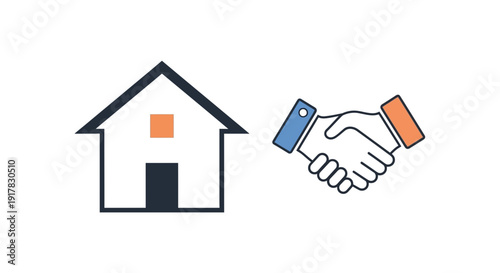 House and Handshake Illustration Symbolizing Agreement.