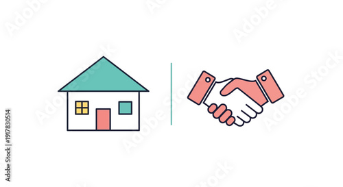 House and Handshake Illustration Concept.