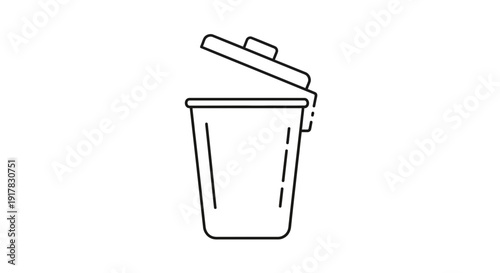 Simple Line Drawing of Trash Can 1.