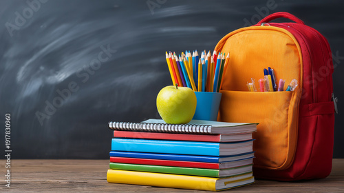 School supplies arranged for back-to-school promotions, ideal for education-themed campaigns.