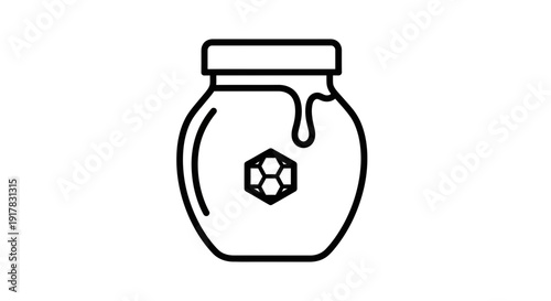 Honey Jar with Honeycomb Icon Illustration.