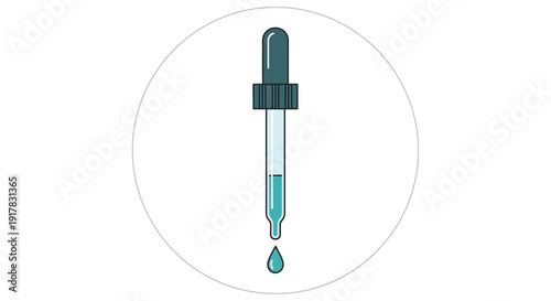 Pipette with Liquid Droplet Falling Down.