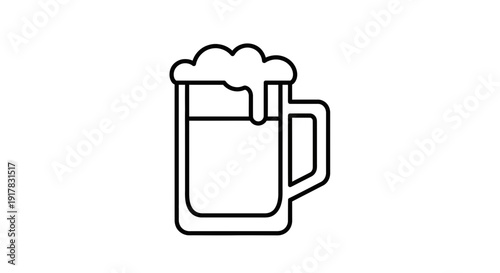 Simple Line Drawing of Beer Mug.