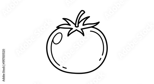 Simple Line Drawing of a Tomato.