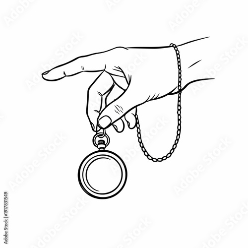 Minimal Hand Holding Vintage Pocket Watch – Single Continuous Line Elegant Time Concept Vector