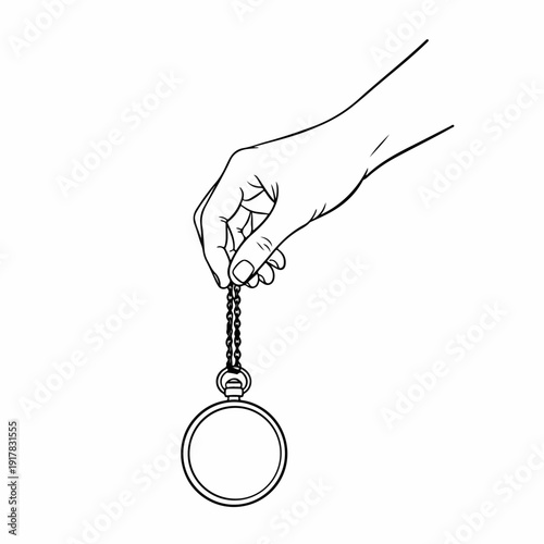 Minimal Hand Holding Vintage Pocket Watch – Single Continuous Line Elegant Time Concept Vector