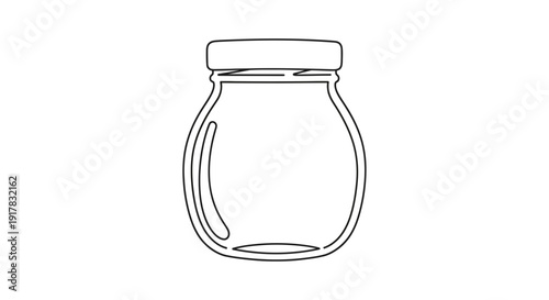 Simple Line Drawing of Glass Jar.